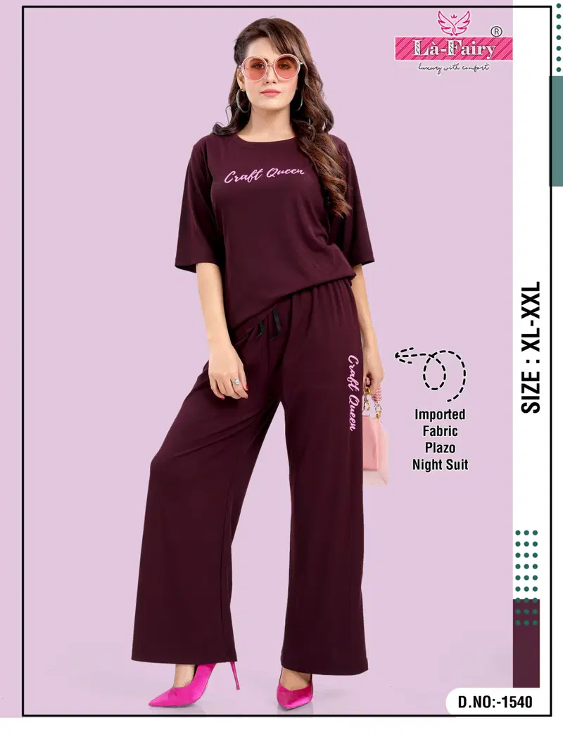 La Fairy 1540 Cord Set Designer Night Suits Catalog